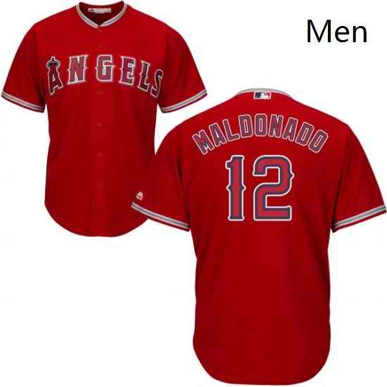 Mens Majestic Los Angeles Angels of Anaheim 12 Martin Maldonado Replica Red Alternate Cool Base MLB Jersey